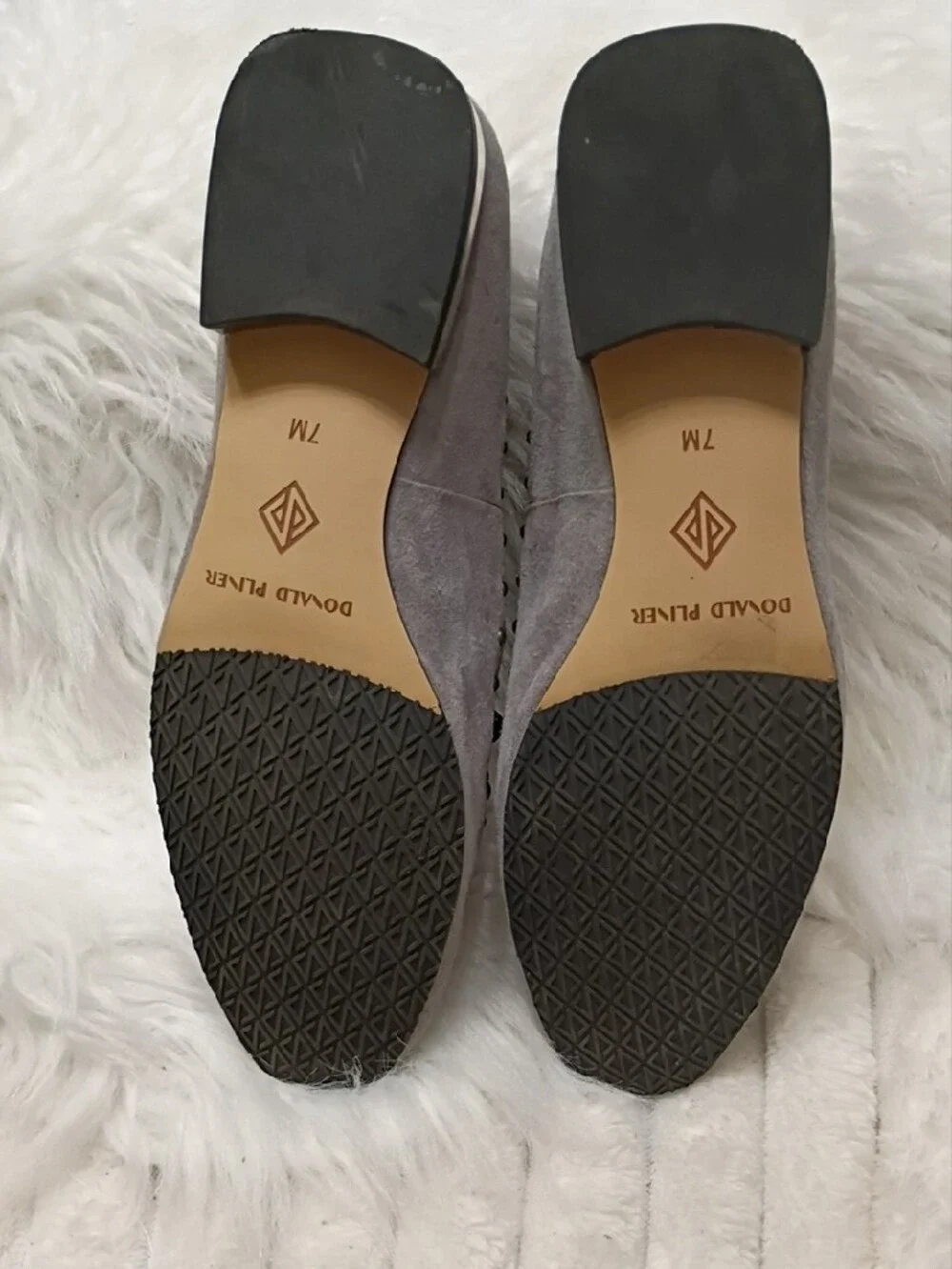 Women's Donald Pliner Rebel 2 Pewter Studded Suede Loafers in Gray 7M